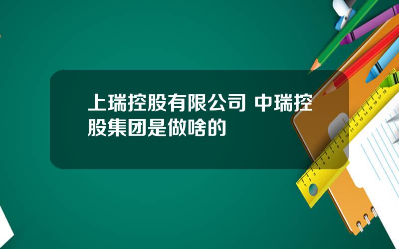 上瑞控股有限公司 中瑞控股集团是做啥的